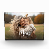 Custom Mom Established Modern Script Photo Block (Vorderseite)
