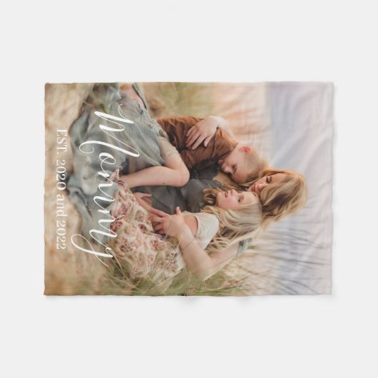 Custom Mom Established Modern Script Photo  Fleecedecke (Vorderseite (Horizontal))