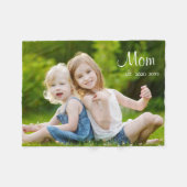 Custom Mom Established Modern Script Photo Fleecedecke (Vorderseite (Horizontal))