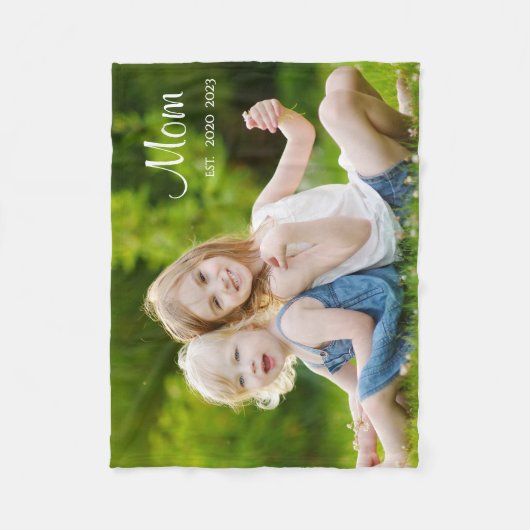Custom Mom Established Modern Script Photo Fleecedecke (Vorderseite)