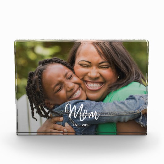 Custom Mom Established Modern Script Photo Fotoblock (Vorderseite)