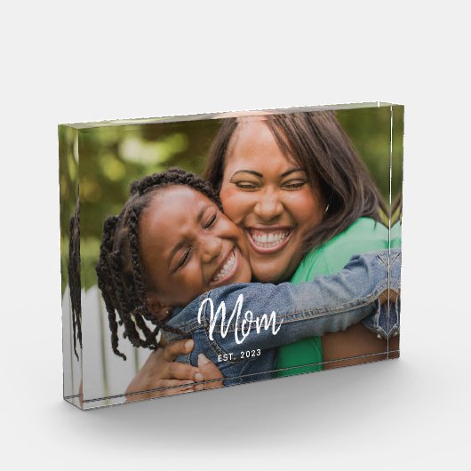 Custom Mom Established Modern Script Photo Fotoblock (Links)