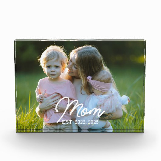 Custom Mom Established Modern Script Photo Fotoblock (Vorderseite)