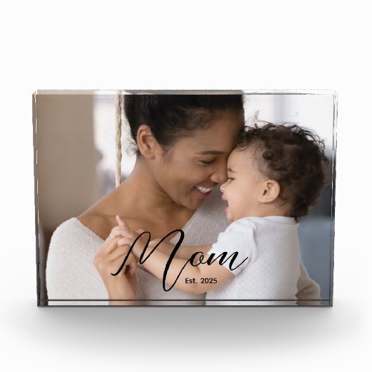 Custom Mom Established Modern Script Photo Fotoblock (Vorderseite)
