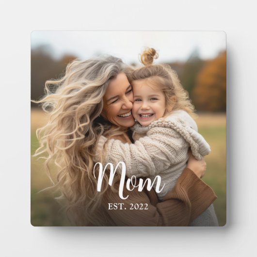 Custom Mom Established Modern Script Photo Fotoplatte (Vorderseite)