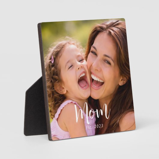 Custom Mom Established Modern Script Photo Fotoplatte (Vorderseite)