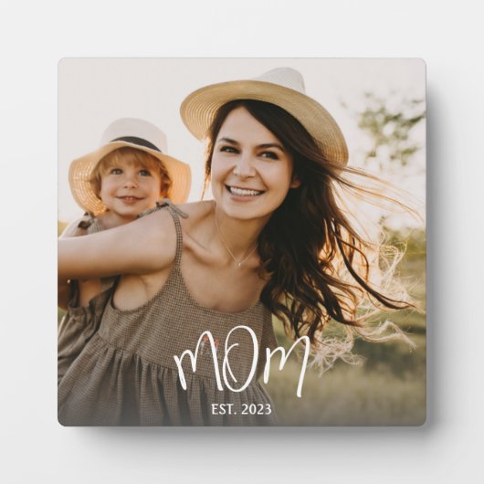Custom Mom Established Modern Script Photo Fotoplatte (Vorderseite)