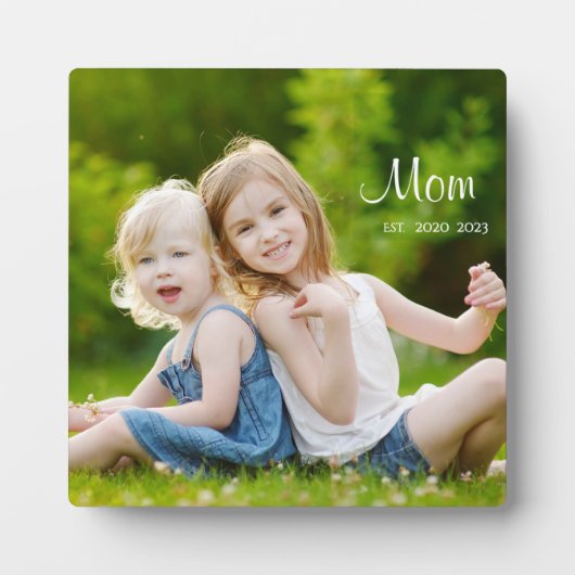 Custom Mom Established Modern Script Photo Fotoplatte (Vorderseite)
