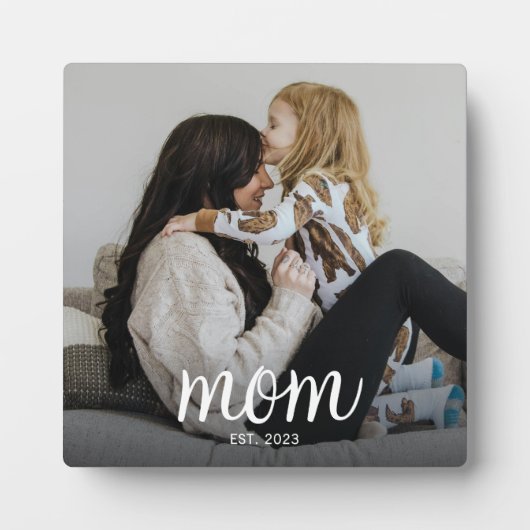 Custom Mom Established Modern Script Photo Fotoplatte (Vorderseite)