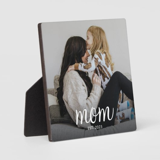 Custom Mom Established Modern Script Photo Fotoplatte (Vorderseite)
