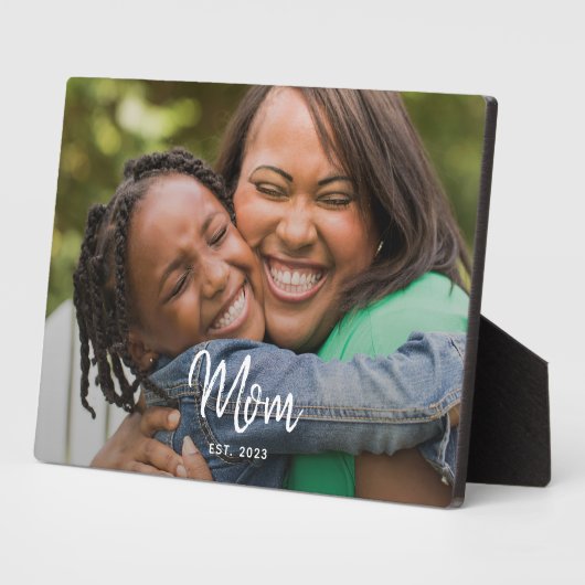 Custom Mom Established Modern Script Photo Fotoplatte (Seite)