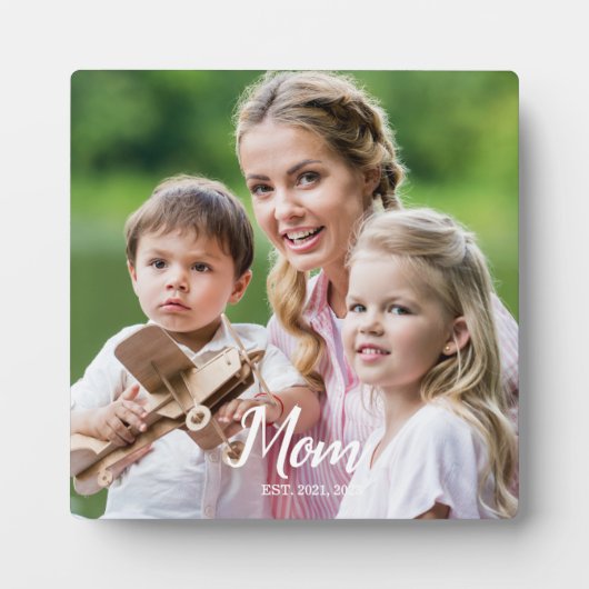 Custom Mom Established Modern Script Photo Fotoplatte (Vorderseite)