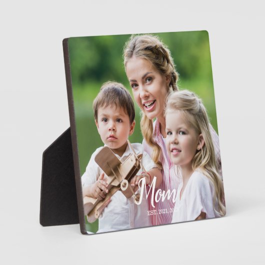 Custom Mom Established Modern Script Photo Fotoplatte (Vorderseite)