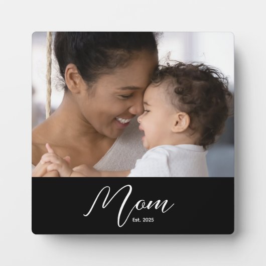 Custom Mom Established Modern Script Photo Fotoplatte (Vorderseite)