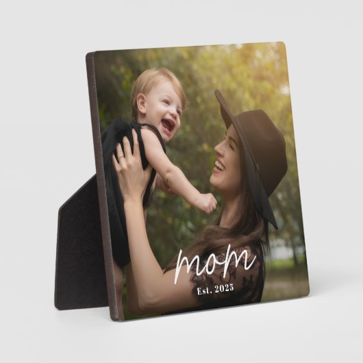 Custom Mom Established Modern Script Photo Fotoplatte (Vorderseite)