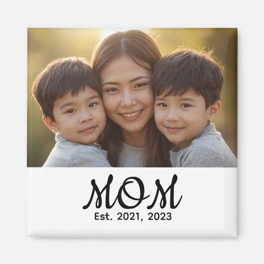 Custom Mom Established Modern Script Photo Magnet (Vorne)