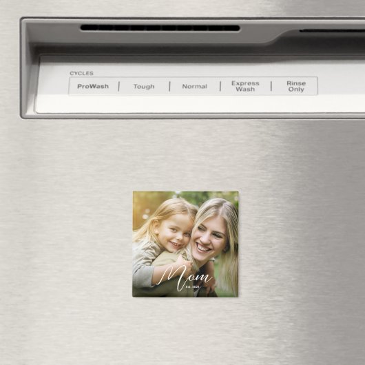 Custom Mom Established Modern Script Photo Magnet (In Situ (Geschirrspüler))