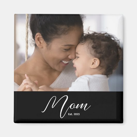 Custom Mom Established Modern Script Photo Magnet (Vorne)