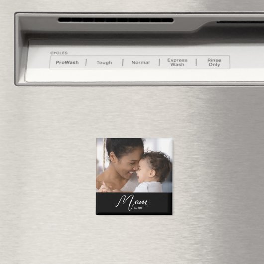 Custom Mom Established Modern Script Photo Magnet (In Situ (Geschirrspüler))