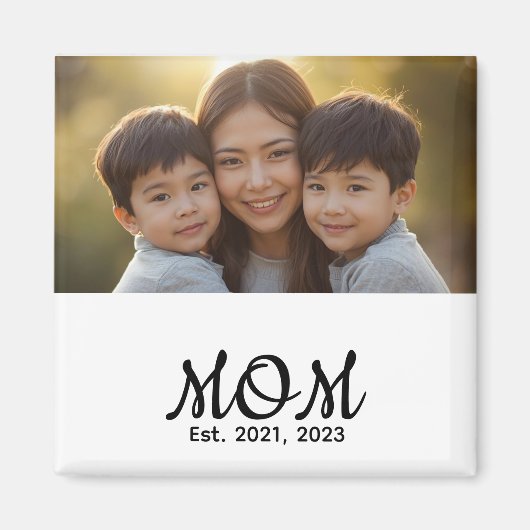 Custom Mom Established Modern Script Photo Magnet (Vorne)