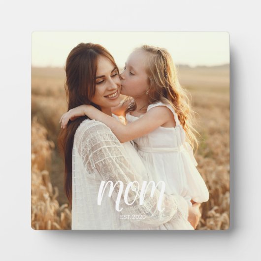 Custom Mom Established Modern Script Photo Plaque Fotoplatte (Vorderseite)