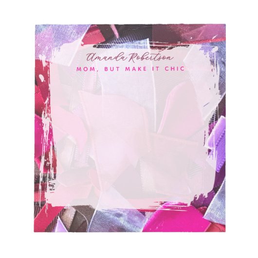 Custom Mom Inspirational Pink Purple Abstract Chic Notizblock (Vorderseite)