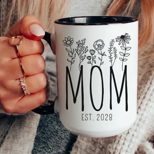 Custom Mom Mug, Floral Coffee Mug for New Moms Tasse