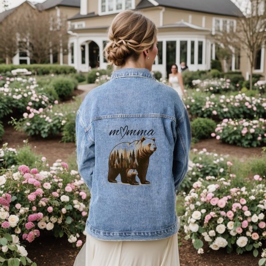 Custom Momma Bear Jeansjacke (Hochzeit Rückseite)