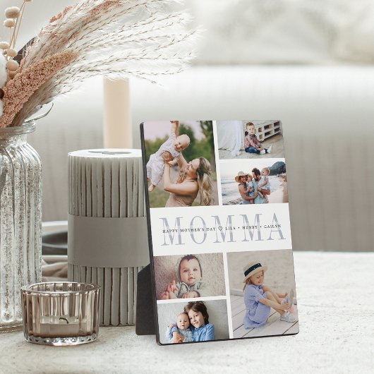 Custom Momma Mother's Day Kids Foto Collage Fotoplatte
