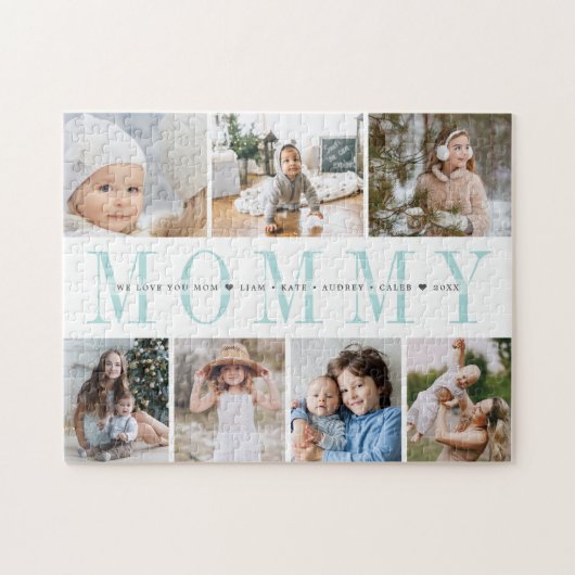 Custom Mommy 7 Foto Kids Collage Puzzle (Horizontal)
