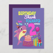 Custom Mommy Aunty Papa Daddy Shark Birthday Gesch Einladung (Vorne/Hinten)