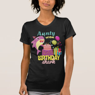 Custom Mommy Aunty Papa Daddy Shark Birthday Gesch T-Shirt