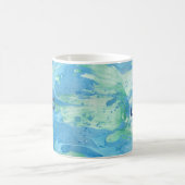 Custom Mongram Modern Abstrakt Art Blue Kaffeetasse (Mittel)