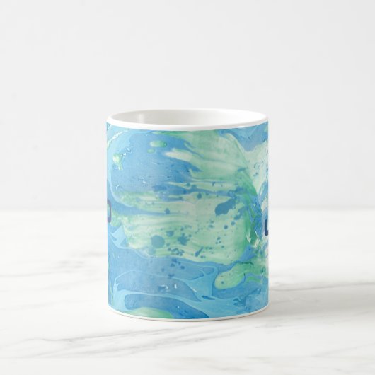 Custom Mongram Modern Abstrakt Art Blue Kaffeetasse (Mittel)