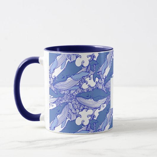 Custom Monochromatic Blue Humpback Whale Tasse (Links)