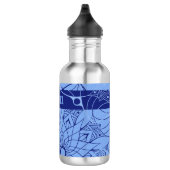 Custom Monochrome Blue Mandala Wasserflasche (Rechts)