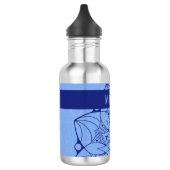 Custom Monochrome Blue Mandala Wasserflasche (Links)