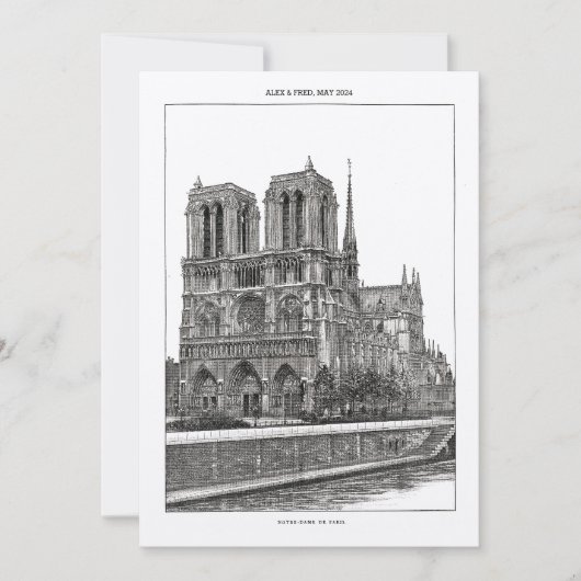 Custom Monochrome Paris Travel Notre Dame Postcard Einladung (Vorderseite)