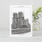 Custom Monochrome Paris Travel Notre Dame Postcard Einladung (Stehend Vorderseite)