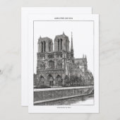 Custom Monochrome Paris Travel Notre Dame Postcard Einladung (Vorne/Hinten)