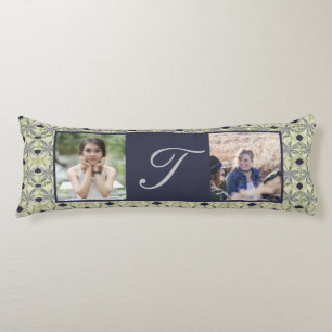 Custom Monogram 2 Fotos Cyanus Blume Seitenschläferkissen