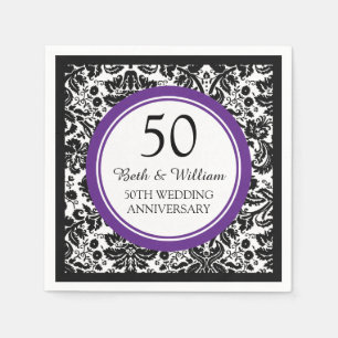 Custom Monogram 50-Jubiläum Napkin Lila Serviette