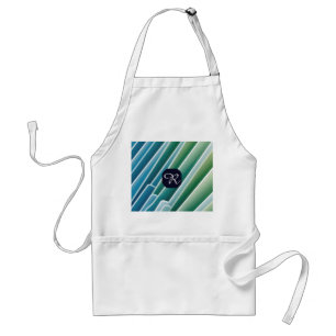 Custom Monogram Abstrakt Blue Green Adult Schürze