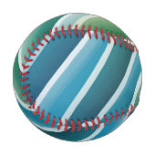 Custom Monogram Abstrakt Blue Green Baseball (Vorderseite Links)