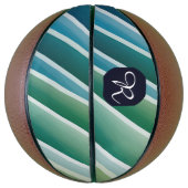 Custom Monogram Abstrakt Blue Green Basketball (Vertikal)