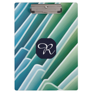 Custom Monogram Abstrakt Blue Green Clipboard Klemmbrett
