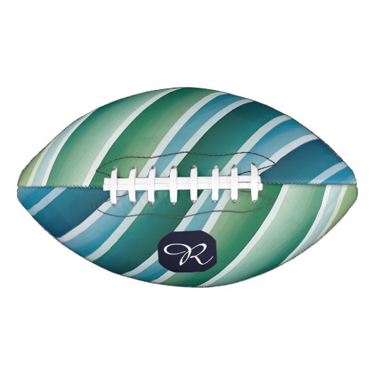 Custom Monogram Abstrakt Blue Green Football (Vorderseite)