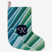 Custom Monogram Abstrakt Blue Green Kleiner Weihnachtsstrumpf (Vorderseite)
