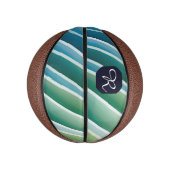 Custom Monogram Abstrakt Blue Green Mini Basketball (Vertikal)