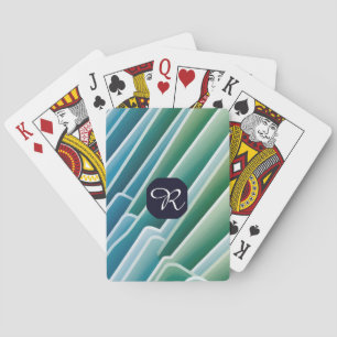 Custom Monogram Abstrakt Blue Green Poker Cards Spielkarten